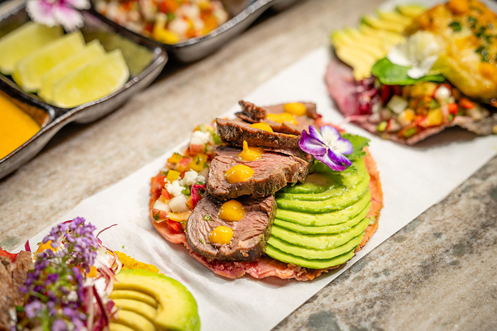 Locally sourced elk paired with avocado, Fresno vegetables, and hand-pressed masa tortillas.